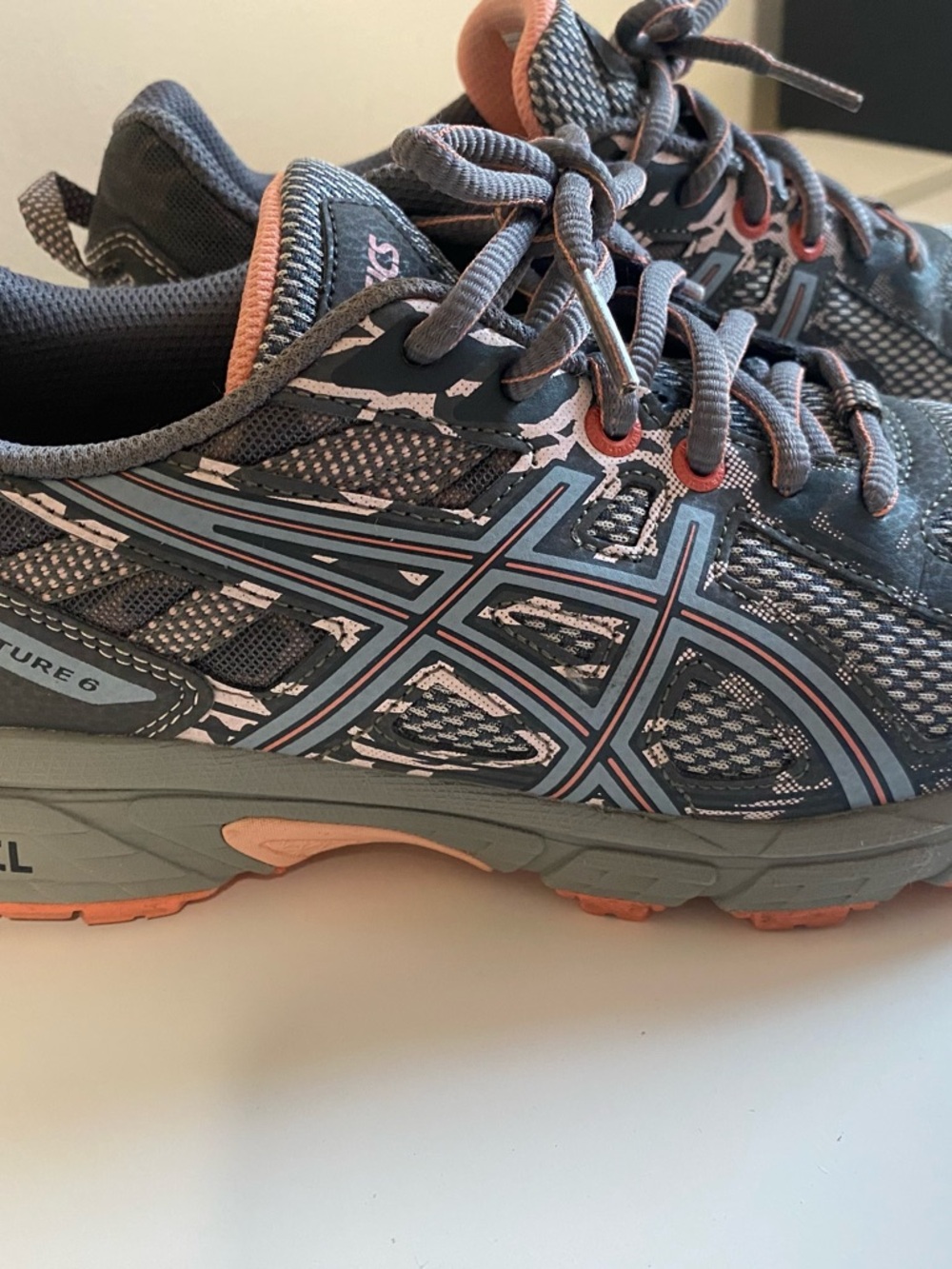 ASICS Women's Gray and Peach Trail Running Shoes